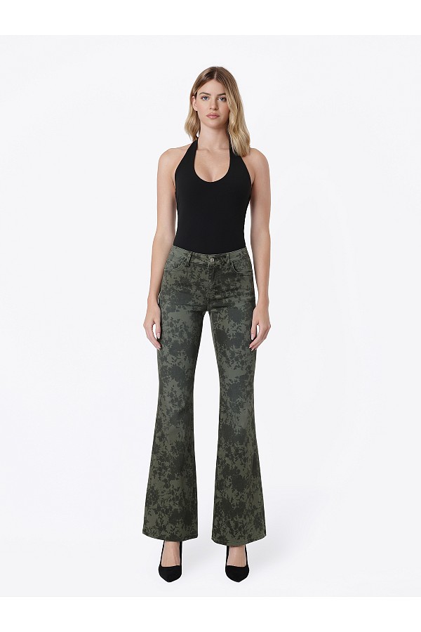 Mid Rise Green Floral Print Easy Fl...