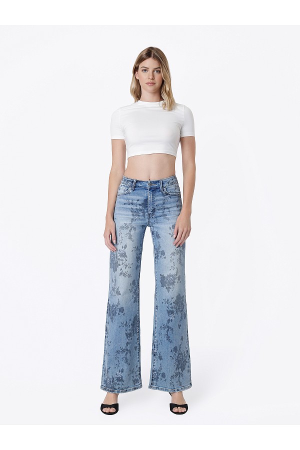 High Rise Floral Print Vintage Flar...