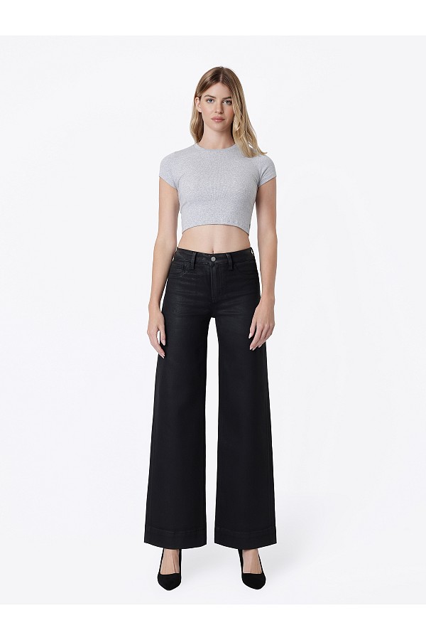 High Rise Trouser Hem Black Coated ...
