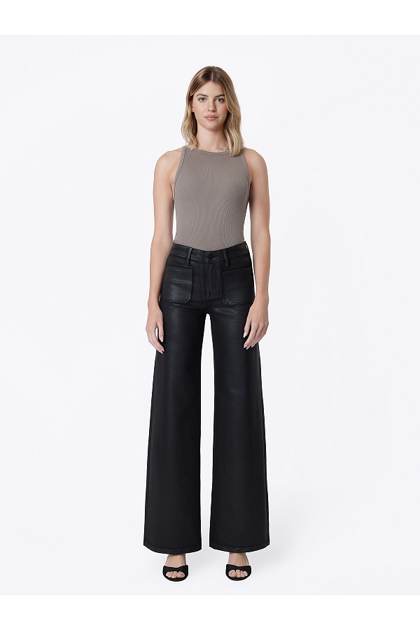 High Rise Patch Pocket Black Coated...