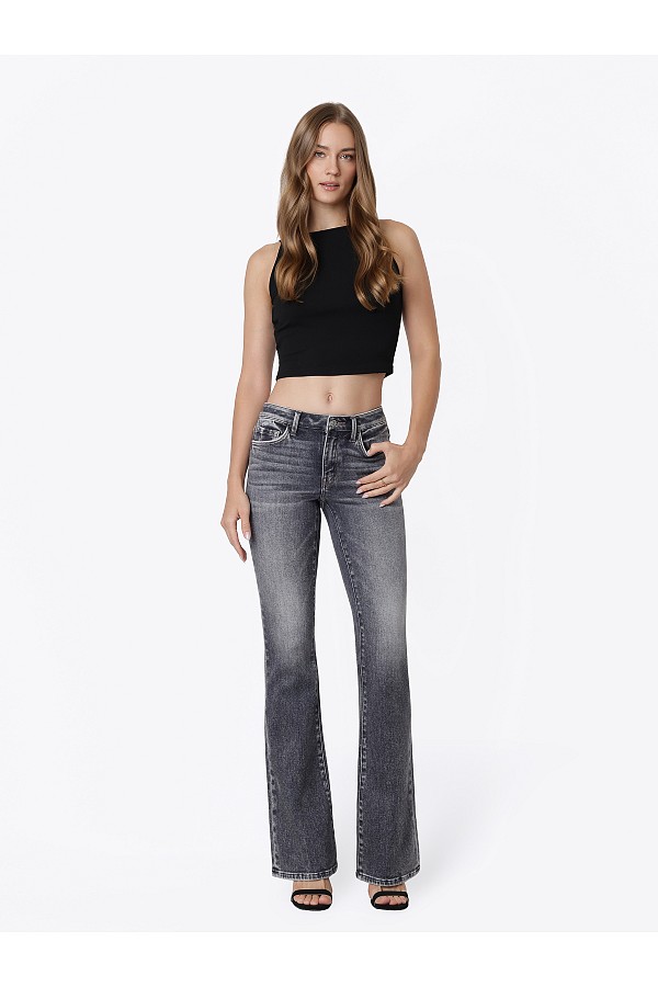 Mid Rise Full Length Grey Bootcut J...
