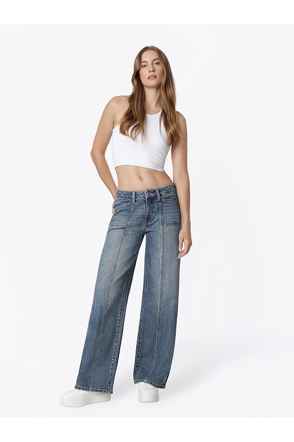 Mid Rise Front Seamed Tinted Wide J...