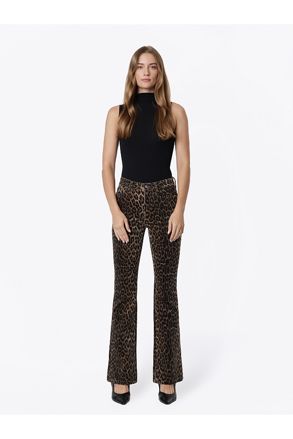 High Rise Leopard Print Corduroy Bo...