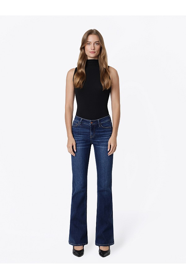 Low Rise Dark Wash V Front Bootcut ...