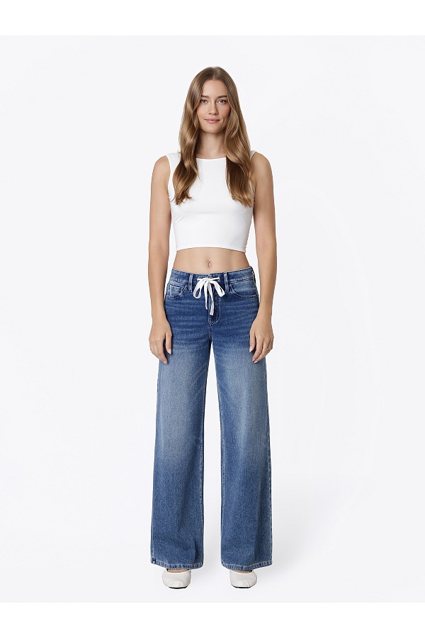 High Rise 4-Way Stretch Knit Denim ...