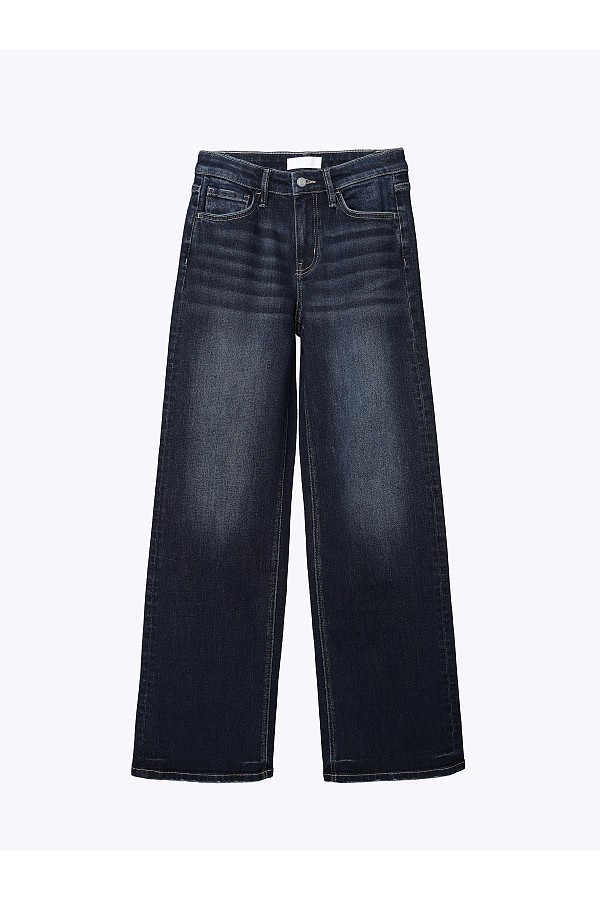 Mid Rise Dark Wash Tinted Wide Jean...